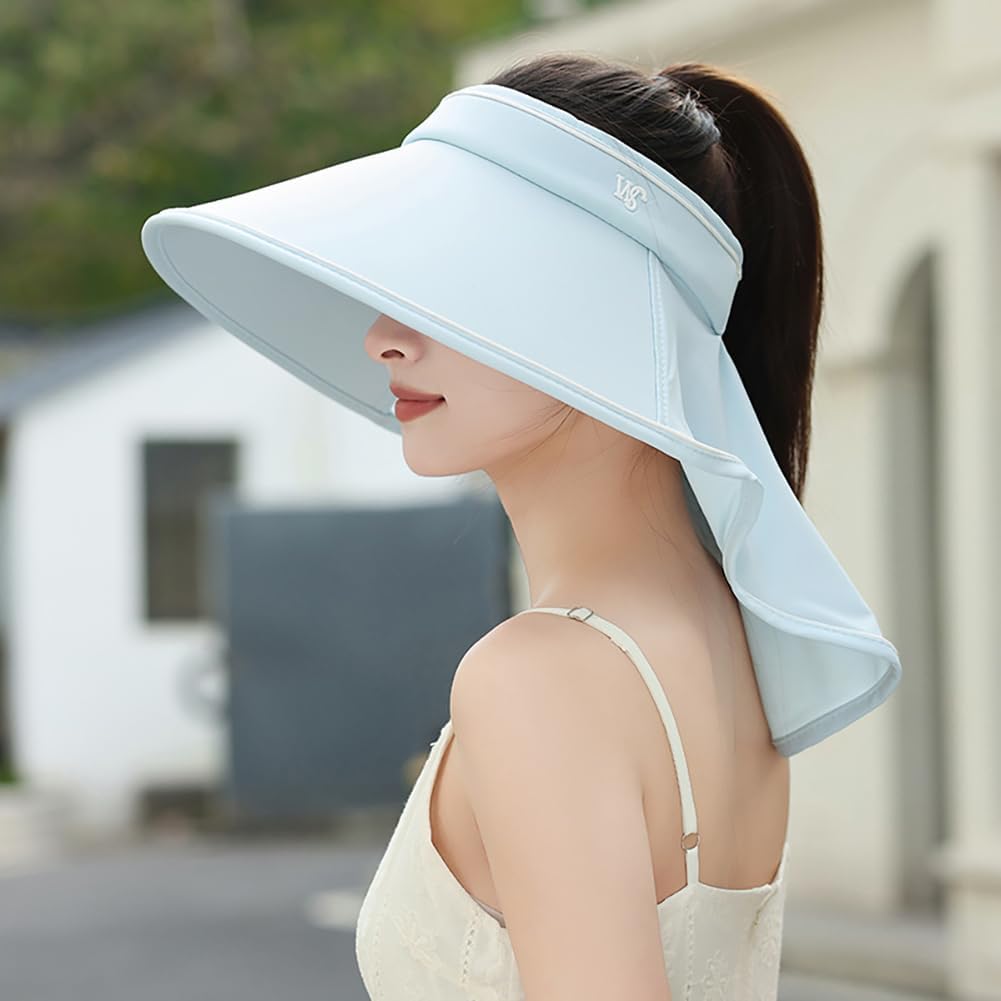 Sun Visor Hats for Women Wide Brim UPF 50+ UV Sun Protection Visor Hats Casual Adjustable Roll up Summer Beach Caps - Image 3