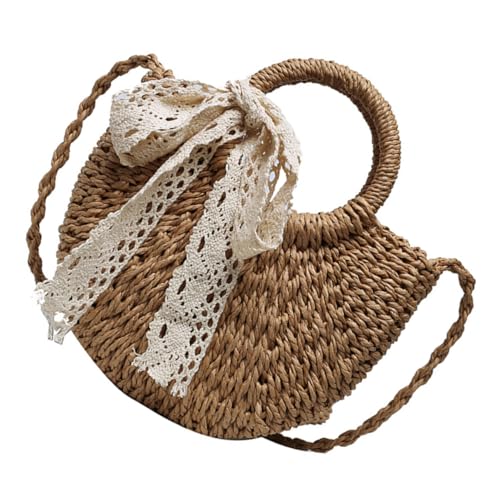 Sac à main paille tressée kaki robuste avec bandoulière pratique