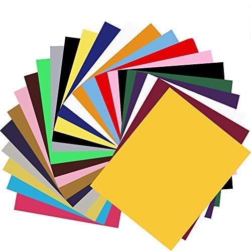 STUs HTV Heat Transfer Iron-on T-Shirt Vinyl Sheets Bundle (Assorted Colors, 12"x10") -24 Pack