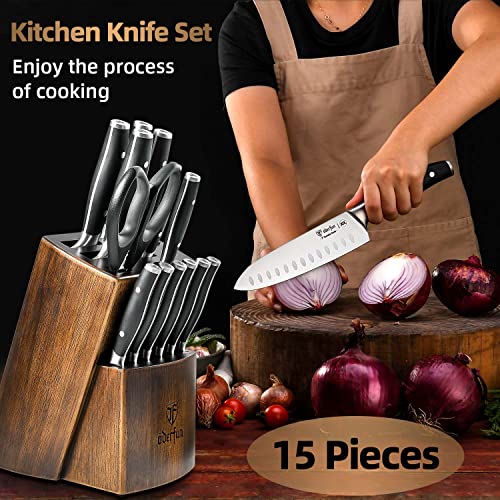 Oderfun KNIFE SET 15 PIECES Kitchen Knife Set With Block thumb #6