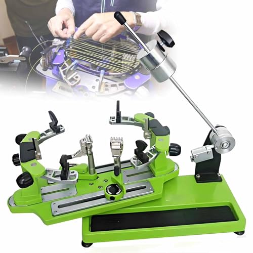 GLBMXDD Máquina de encordar Raquetas de bádminton y Tenis, de sobremesa, con fijación de 6 Puntos, rotación de la Raqueta y Herramienta Antideslizante para un encordado eficiente Green
