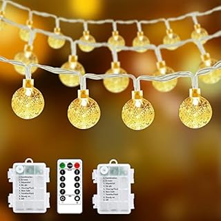 RJEDL [2 Pack] Globe String Lights Fairy Lights Battery Powered, 32.8ft 100LED 8 Modes IP67 Waterproof Crystal Balls Lights with Remote for Indoor Outdoor Garden Patio Party Wedding Christmas Decor