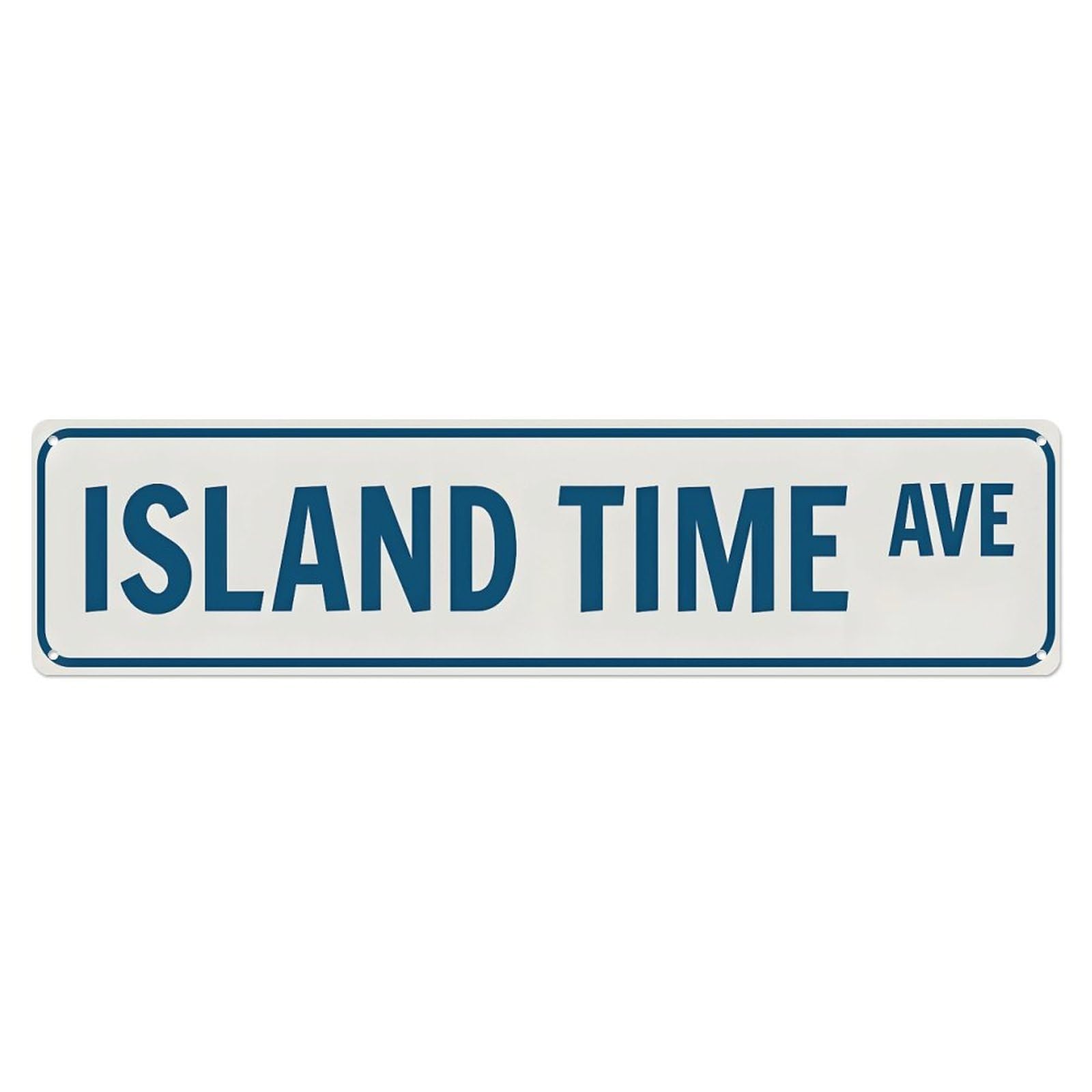 Ldfuieksufg Style Rectangle Blue White Island Time Avenue Street Sign Metal Wall Sign Vintage Aluminium Metal Sign, Retro Wall Decor For Home, Bar, Garage & Farmhouse 10 * 40Cm
