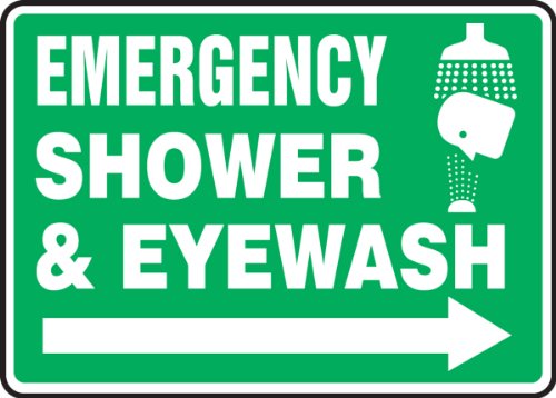 Panneau douche et rince-yeux directionnel flèche droite pour repérage immédiat de secours