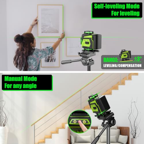 Image of 16 Line Laser Level 360 Self Leveling,Professional 4x360Green Cross Line laser Level Tool for Construction and Picture Hanging,lazer leveler tool with 2 Batteries,Magnetic Bracket & Remote Control