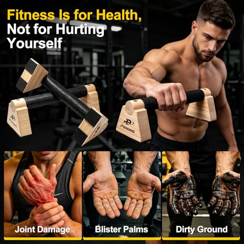 Push Up Bars, Wooden Parallettes Bars 2PCS, Calisthenics Equipment with Non-Slip Base, Perfect Pushup & Calisthenics Bar, Push Up Handles for Floor, and Pushup Handles for Men - Image 6