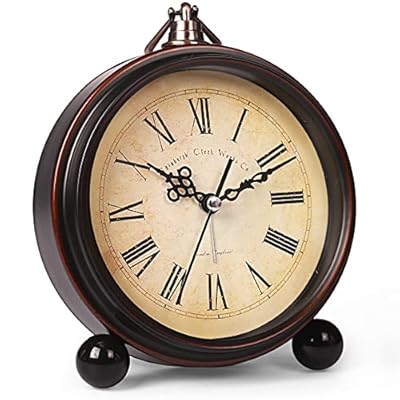 Battery Alarm Clock,Vintage Retro Alarm Clock with Night Light?Hangable ,Super Silent, Non Ticking Analog Small Table Clock for Bedroom ,Bedside, Desk,Shelf