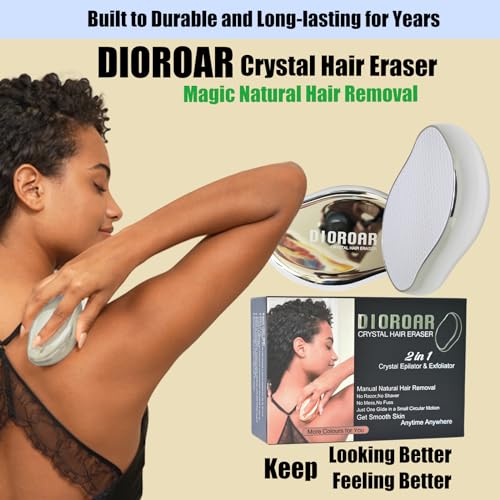 DIOROAR Crystal Hair Removal Device,Upgrade Crystal Hair Remover for Women,Physical Nano Glass Hair Eraser Stone,Painless Epilator and Exfoliator Without Shaver for Soft Silky Skin(Silver) - Image 2
