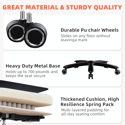 Image of 700lbs Big and Tall Office Chair for Heavy People-Heavy Duty Executive Chair with Adjustable Lumbar Support, Metal Base, PU Caster Wheels, Wide Seat for Sitting All Day