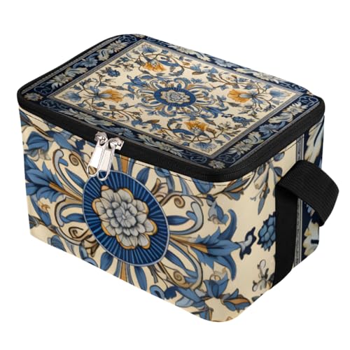 GzLeyigou Lunch Bags for Women Men 9 Cans,Abstract Flower Hot & Cold Food Delivery Bag Insulated Grocery Bag Insulated Lunch Box Decorative Ornament Cooler Bag for Office Work Picnic Beach