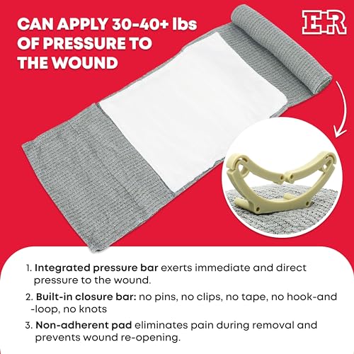 Ever Ready First Aid Israeli Battle Dressing Compression Bandage, 6", Black