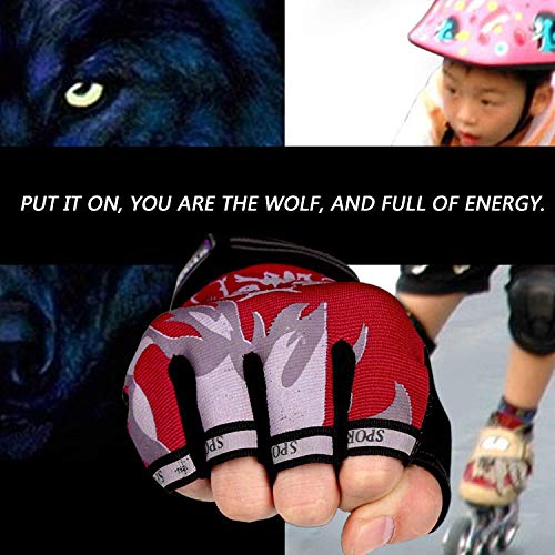 Kids Cycling Fingerless Gloves Boys Girls Half Finger Riding Gloves Outdoor Sport Mittens Child Shockproof Non-Slip Gel Gloves For Motorcycle Bike Camping Hiking Climbing Fitness Uv Protection Gloves #TOP6
