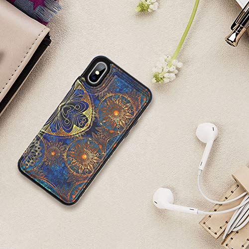 Leto Iphone X Case,Iphone Xs Case,Leather Wallet Case With Fashionable Designs For Girls Women,Flip Folio Cover With Card Slots Kickstand,Protective Phone Case For Iphone X/Xs Vintage Patterns #TOP6