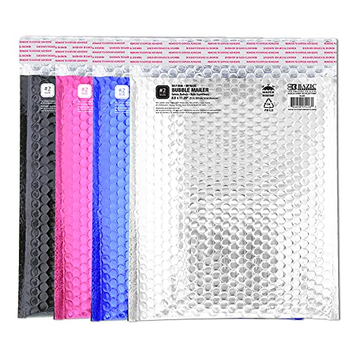 BAZIC Poly Bubble Mailers 8.5″x11.25″ #2 Self Seal Closure, Metallic Color Padded Cushion Envelope, Mailing Shipping Envelopes Waterproof Bag, 1-Pack