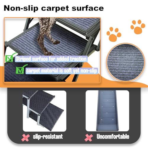 Dog Ramp for Car Truck and SUV Dog Stairs for Large Dogs Folding Pet Stairs with Non-Slip Rug Surface Supports Up to 250 lbs (5 Steps) - Image 3