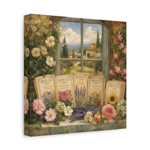 Toile florale vintage au-dessus de la cheminee pour salon cosy
