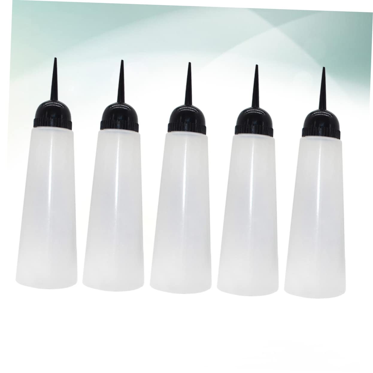 5pcs Refillable Shampoo Bottles Oblique Nozzle Hair Dye Containers for Salon Use Leak Liquid Dispenser for Hair Color Shampoo and Conditioner Applications