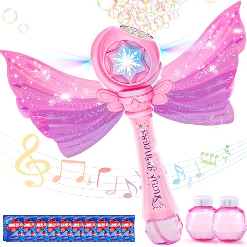 Aooess Bubble Wands for Kids 3-5 Years Old Girls: Light Up Bubble Wand Princess Wands for Little Girls Toys for Kid Ages 3-4 Bubble Party Favors for Kid Girl Outdoor Toys for Kids 3 4 5 6 7 8 Years