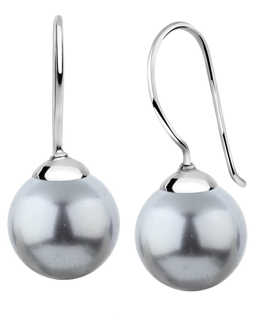 Nenalina Ohrringe Silber 925 Damen mit Glas Perlen 10 mm Grau