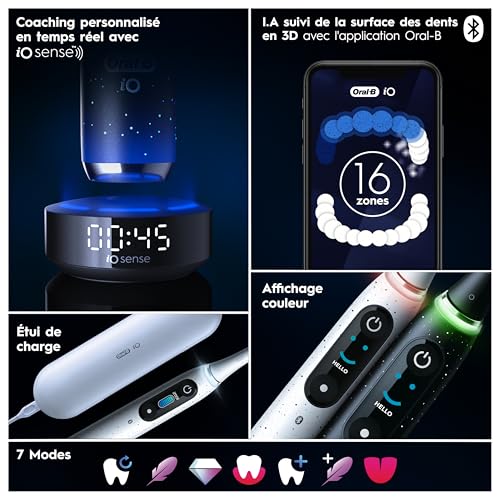 Oral-B Brosse à Dents Electrique iO 10, 3 Brossettes de Rechange, Noire