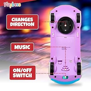 Playbees Light-Up Transparent Car Toy, Toys for Autistic Kids Ages 3-5 Sensory Toy for Kids with Autism Special Needs Toys, Bump and Go Toys for Toddlers Music and LED Effects Great Gift Idea