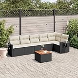 INLIFE Salon de Jardin 7 pcs avec Coussins Noir résine tresséeMeubles,Mobilier de Jardin,Salons de jardin 133.32 lb 15096