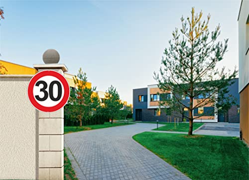 Pubblimania Maximale Geschwindigkeit 30 km Verkehrsschilder aus Aluminium, rund, 3 mm dick, für den Außenbereich Ø 30 (maximale Geschwindigkeit 30 km)