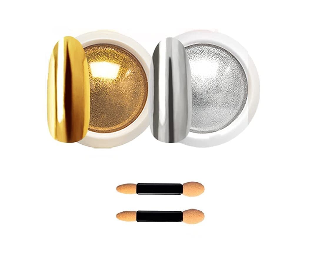 BEAUZY PROFESSIONAL Silver & Gold Chrome Nail Powder Combo | Mirror Metallic Effect Pigments for Nails | Rub-On Powder for Gel Polish | UV/LED | DIY Manicure & Salon Nail Art | Pack of 2-image-4