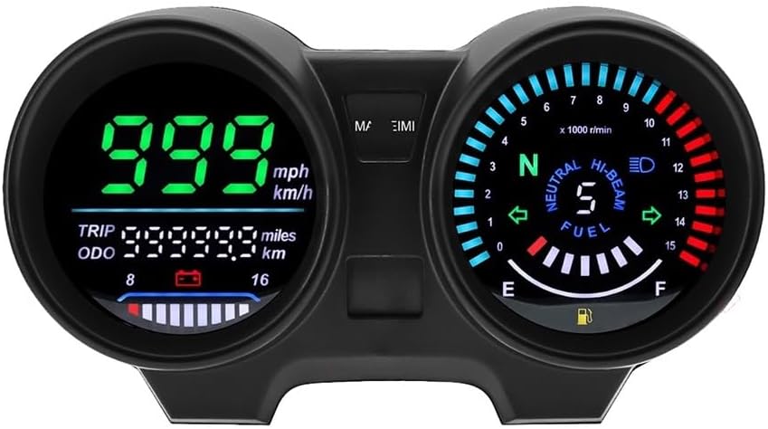 Speedometer Gauge Motorcycle Digital Dashboard Speedometer Mileage Oil Level Indication Battery Voltage High Beam MPH/KMH for Titan 150