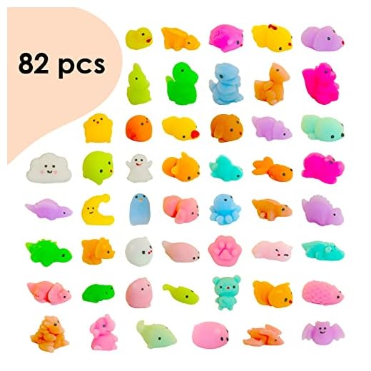 AELLE [82 PCS] Squishy Toys for Kids | Mini Mochi Squishy Toy for Boys & Girls - Random Individually Wrapped Mochis for Christmas & Classroom Prizes | Animals Kawaii Squishies for Birthday Gifts