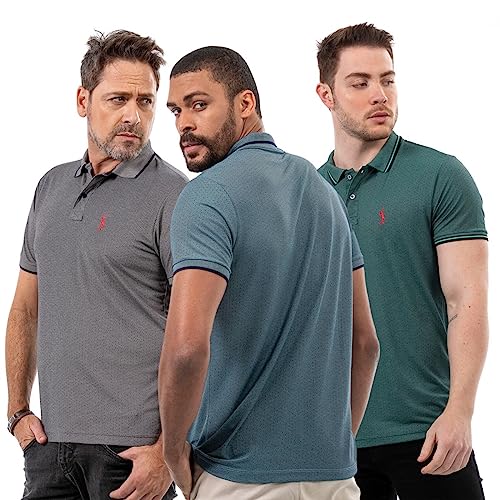 Kit 3 Camisa Polo Masculina Piquet com Viscose John Pull
