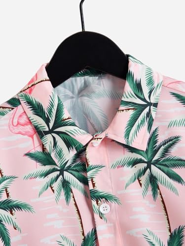 Verdusa Boy's Tropical Hawaii Floral Button Up Shirts Short Sleeve Collared Vacation Tops3