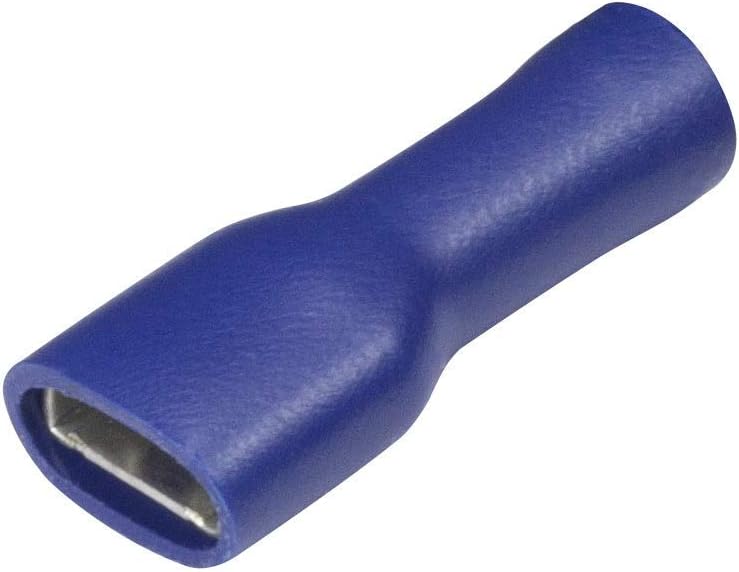 GTSE 100 Pack of Blue Fully Insulated Female Spade Terminals - 6.3mm - Premium Pre-insulated Crimp Terminals