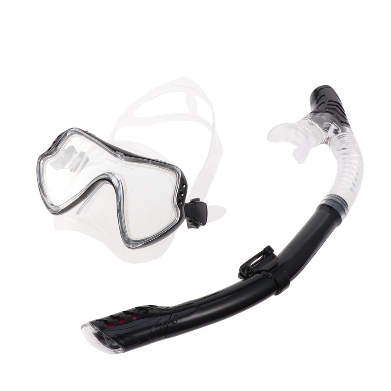 Set Maschera da Snorkeling in Silicone Nero per Uomini e Donne | Grande Capacità, Apertura Rapida, per Attività Subacquee e Snorkeling, Completo