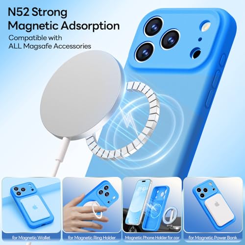 Image of LOVE 3000 Designed for iPhone 17 Pro Case, Premium Silicone [Compatible with Magsafe][Soft Anti-Scratch Microfiber Lining] Shockproof Protective Phone Case for Men Women 6.3 inch, Blue