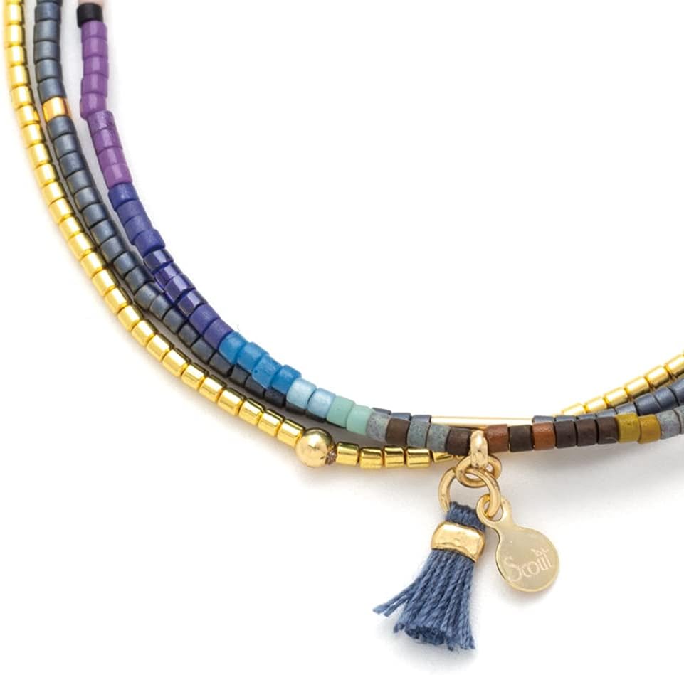 Scout Curated Wears - Chromacolor Miyuki Bracelet Trio - Dark Multi/Gold