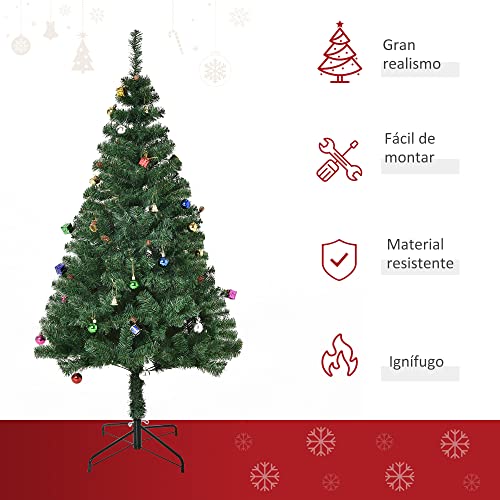 Miniatura 4 de Homcom Árbol De Navidad 150cm Artificial Pino Con Adornos Decorativos 48 Pcs Y Soporte Metálico Color Verde Árbol Realista Para Decoración Navidad