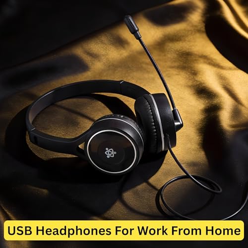Image of Wired USB Headphone with Noise-Canceling Mic | Ideal for Teams, Zoom Calls & Call Center Use | Compatible with PC & Laptop | Model: Meta MT30 (Black)