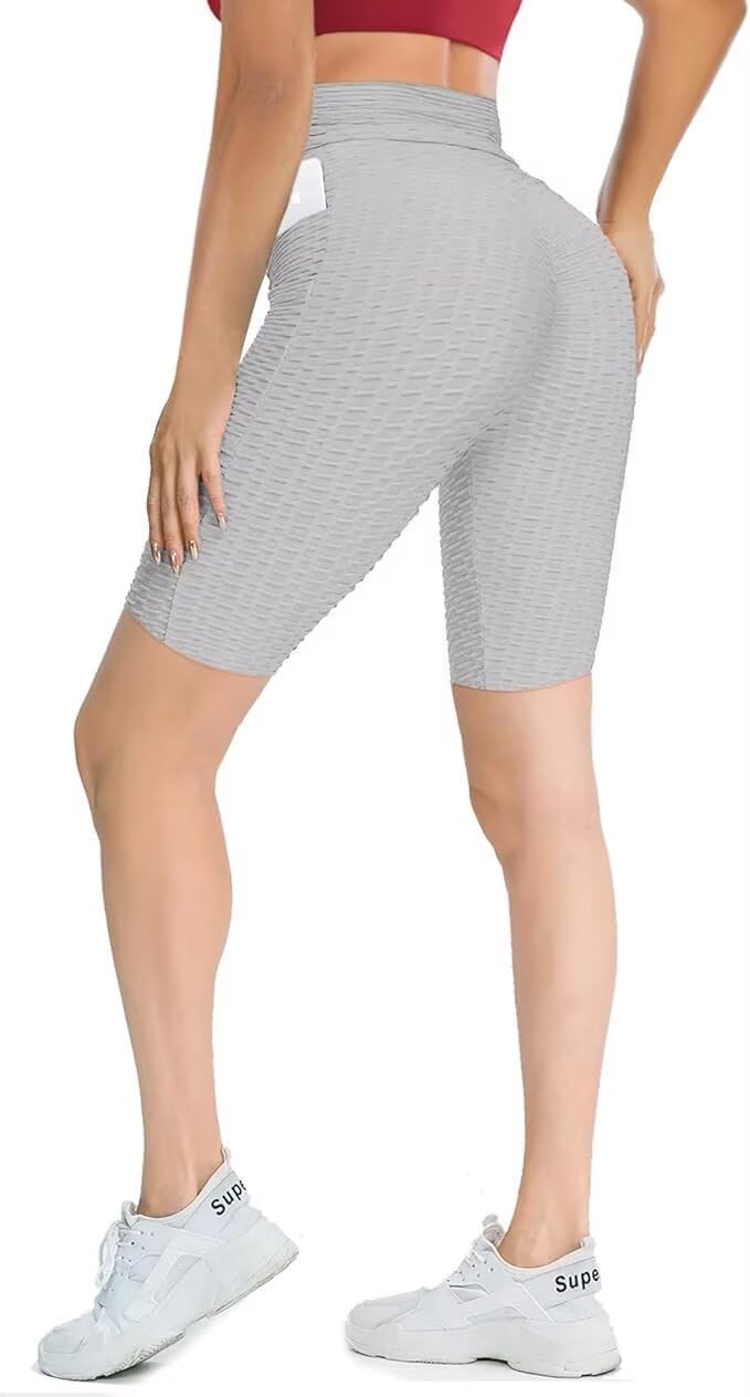 Msicyness Women's 8"/5" High Waist Biker Shorts Yoga Workout Running Fitness Shorts - Image 2