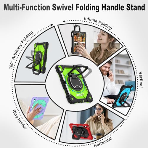 Image of WESOROL Case for iPad (A16) 11th 2025 (11-inch) /iPad 10th Generation 2022(10.9 inch),Military Grade Shockproof Cover for i Pad 11 /10 Gen with Rotating Stand Screen Protector Pencil Holder,Black Green