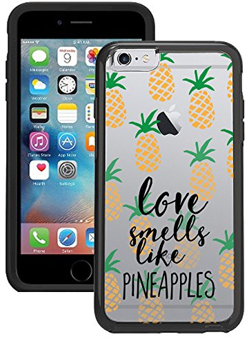 iPhone 6S Case, iPhone 6 Case - Love Smells Like Pineapple Quote Cool Summer Hipster Clear transparent designer hybrid case cover with drop protection - Unique Cool Cute Trendy Case by OptiCase