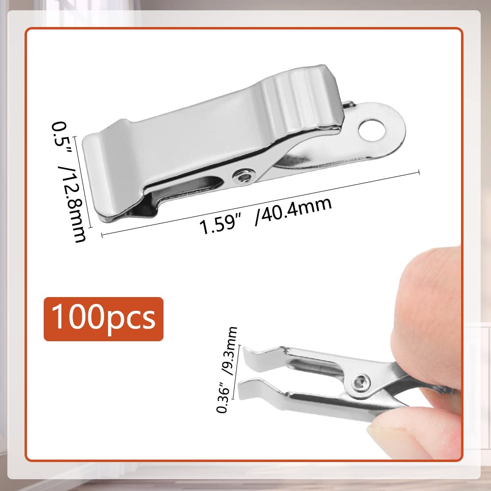 100 abrazaderas de cocodrilo plateadas de 1/2 pulgadas, mini abrazaderas de metal, abrazadera de cocodrilo de metal para cortina de alambre, manualidades fotográficas