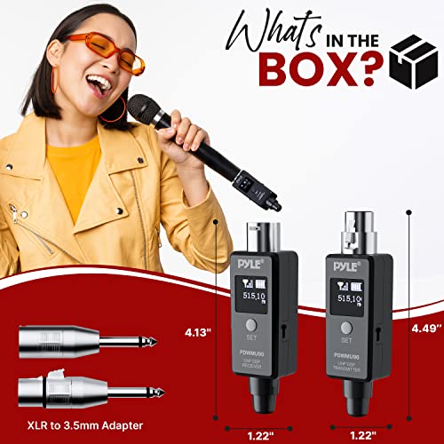 Image of Pyle Multifunctional UHF Wireless XLR Adapter System,Transmitter And Receiver For Dynamic Microphones And Music Sources,48k Frequency Signal Transmission,USB Recharge Capable,90 Feet Range,Dark Gray