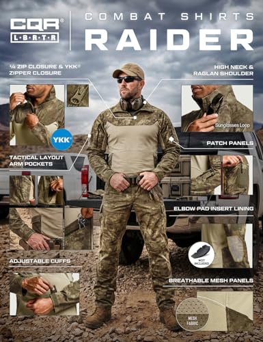 Image of CQR Men's Tactical Combat Shirt, 1 /4 Zip Long Sleeve Breathable Military BDU Training Top for Shooting, Hunting, Range Use