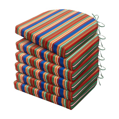 HARBOREST Outdoor Chair Cushions Set of 6, Water Resistant Patio Chair Cushions with Ties, Outdoor Seat Cushions for Patio Furniture, 17