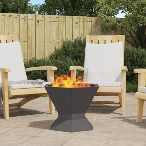 BARULUOAKLIFE Focolare Esagonale da Esterno in Acciaio Nero Opaco, Resistente alla Ruggine e al Calore, Design Moderno per Giardino, Patio e Terrazzo, Dimensione Compatta 50x50x40 cm,