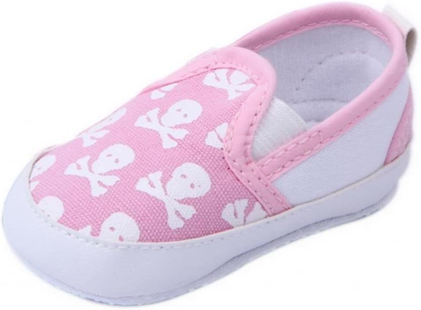 Bigood Baby Toddler Crib Skull Anti-Slip Shoes First Walking Sneakers 13cm Pink