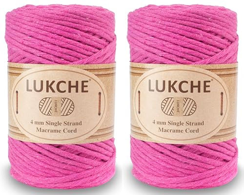 Cordon macramé 4mm peignage facile fil de coton fuchsia pour franges - 2