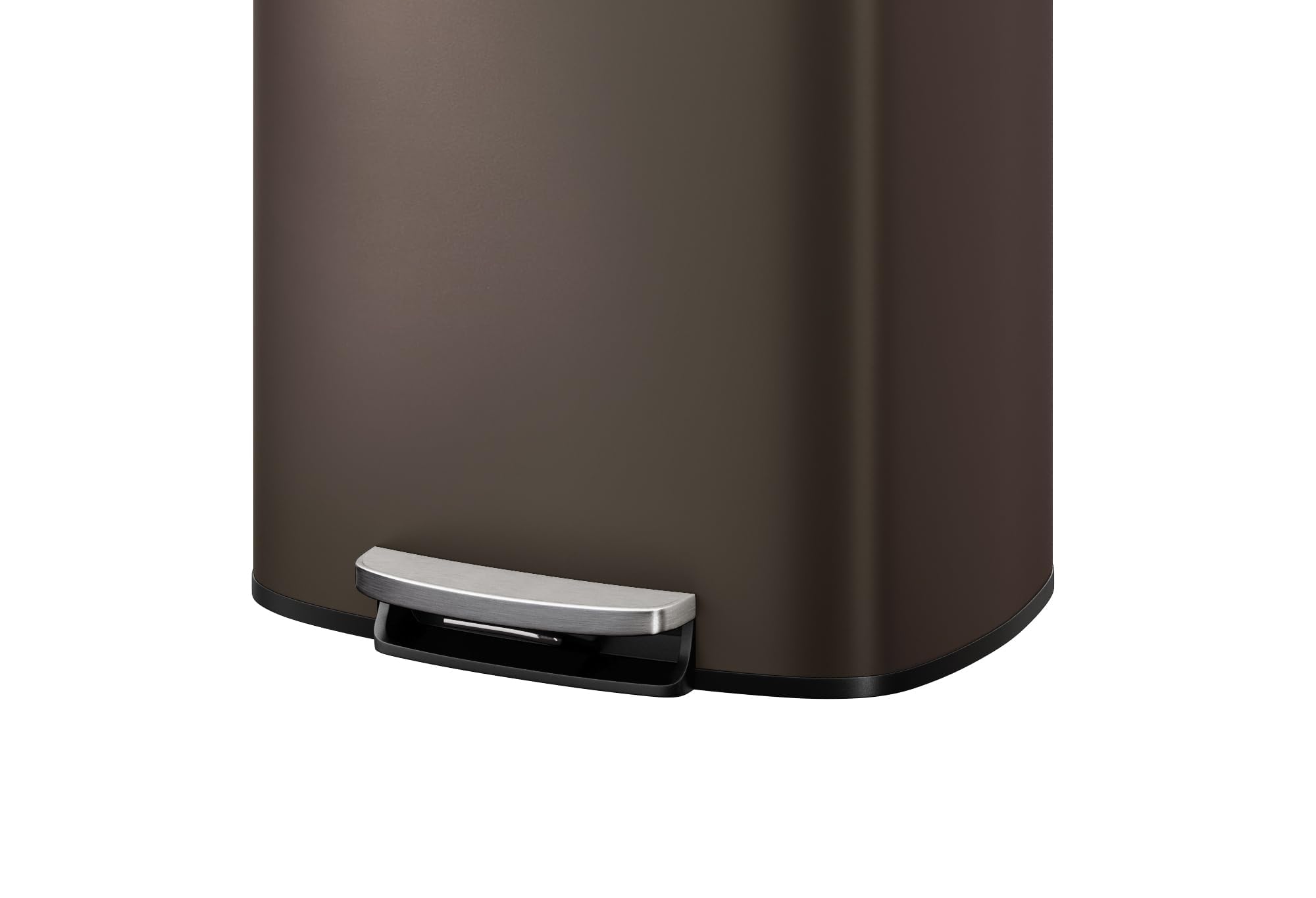 Edelstahl-Mülleimer Set 50 L + 10 L, rechteckiger Treteimer mit Soft-Close-Deckel, herausnehmbare Inneneimer, geruchsmindernd, schlank, mit Tragegriff – Braun