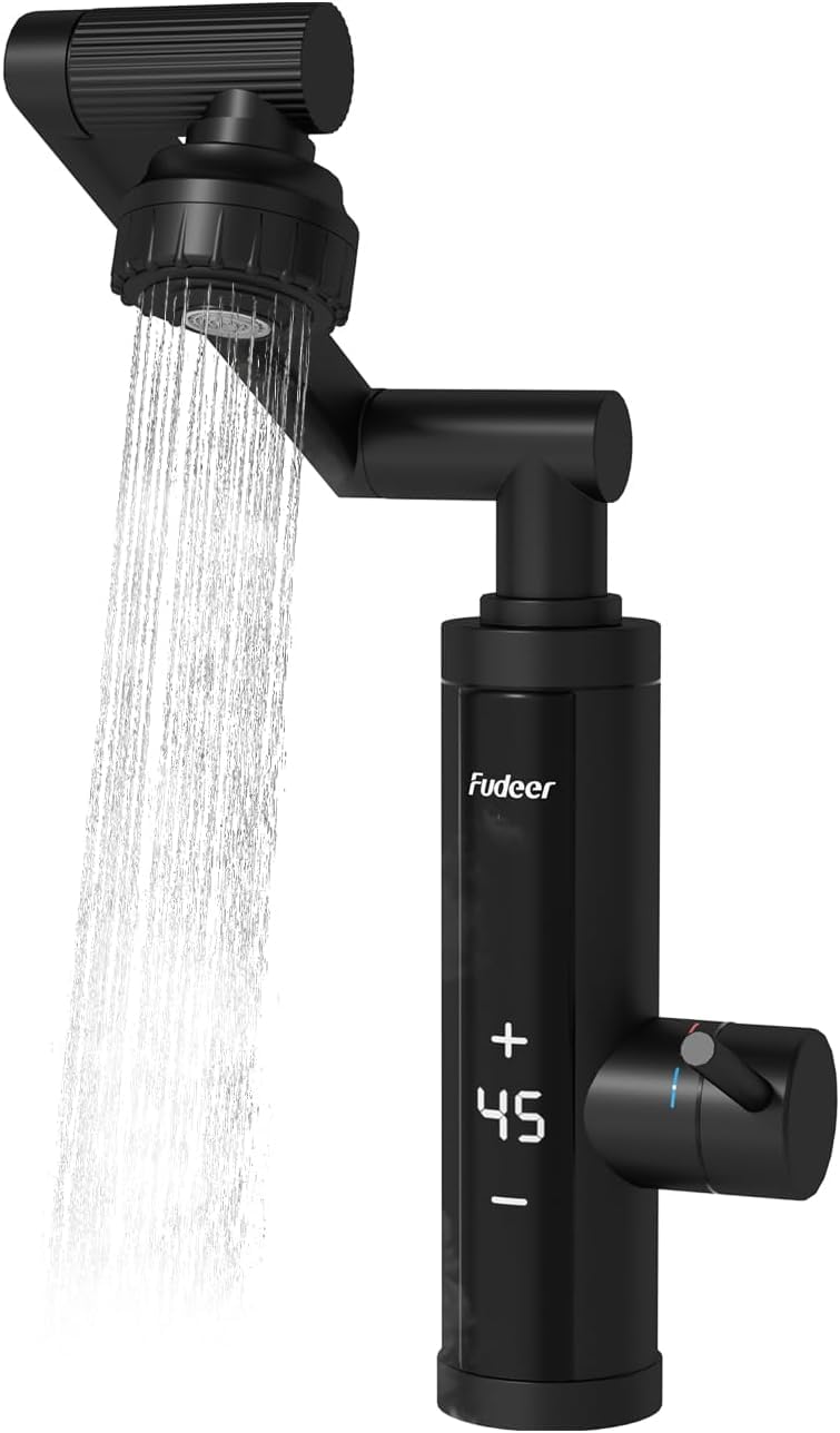 Wasserhahn mit Durchlauferhitzer mit Universaldüse für Küche,Edelstahl Armatur mit Durchlauferhitzer Versorgung mit Digitalanzeige, 230v Elektrische Wasserhahn (Mechanischer Auslauf)
